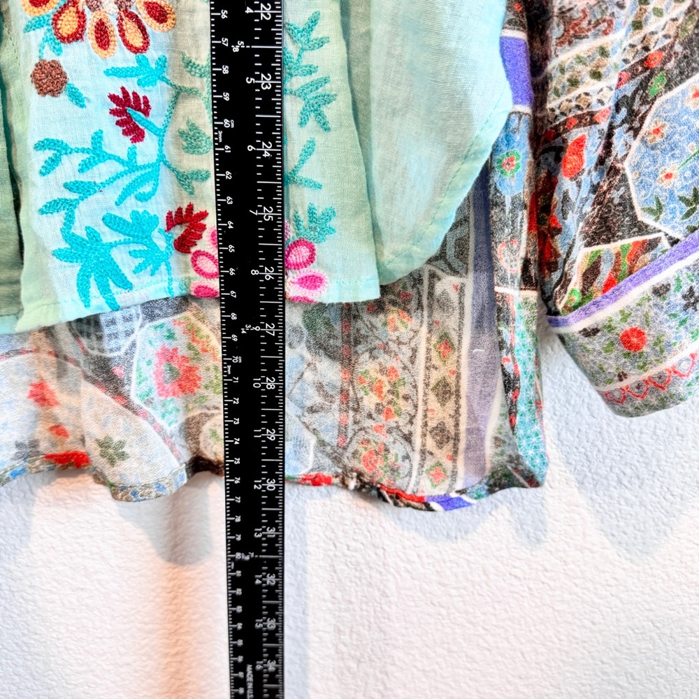 Boho Embroidered Patchwork Button Front Tunic Shi… - image 10